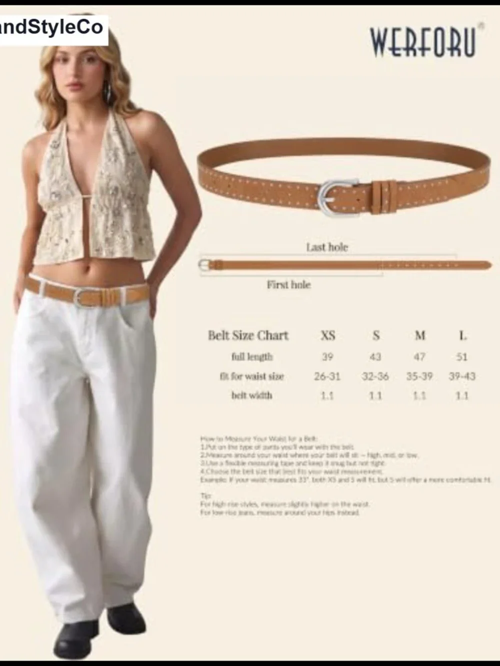 Faux Leather Studded Belt for Women with Silver Buckle